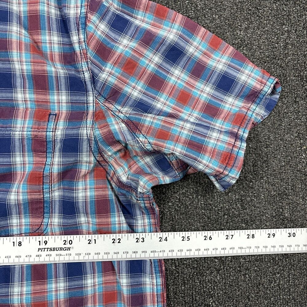Duluth Trading Co Relaxed Fit Plaid Short Sleeve Button Down Shirt Size Large - Picture 2 of 5